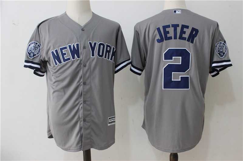 New York Yankees #2 Derek Jeter Gray Retirement Patch New Cool Base Jersey,We sell and wholesale New York Yankees #2 Derek Jeter Gray Retirement Patch New Cool Base Jersey on line form chian!